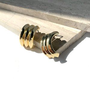 NEW ~ Anthropologie Triple Curved Gold post Earrings